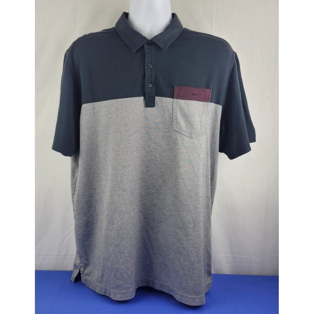 Travis Mathew Polo Shirt‎ Men's XL Gray Navy With Color Block Pocket